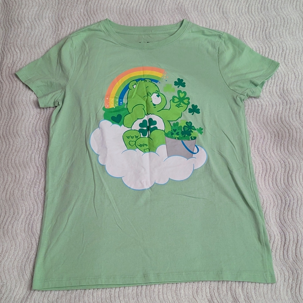 Care Bears Green T-Shirt with Rainbow and Clovers